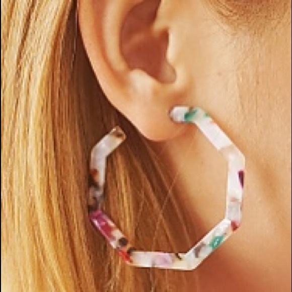Tortoise Acetate Geometric Multicolor Earrings - Picture 1 of 6